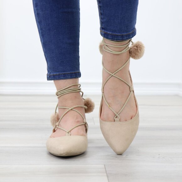 Pointed Toe Faux Suede Strappy Slip-On Flats - Picture 10 of 11